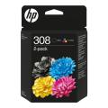 HP cartucho de tinta negro / color (6L6S6UE / 308) (Paquete Doble, multipack)